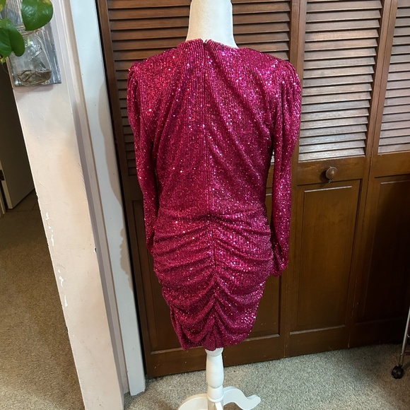 Parker Hot Pink Arienne Sequined V-Neck Mini Dress - Picture 8 of 11